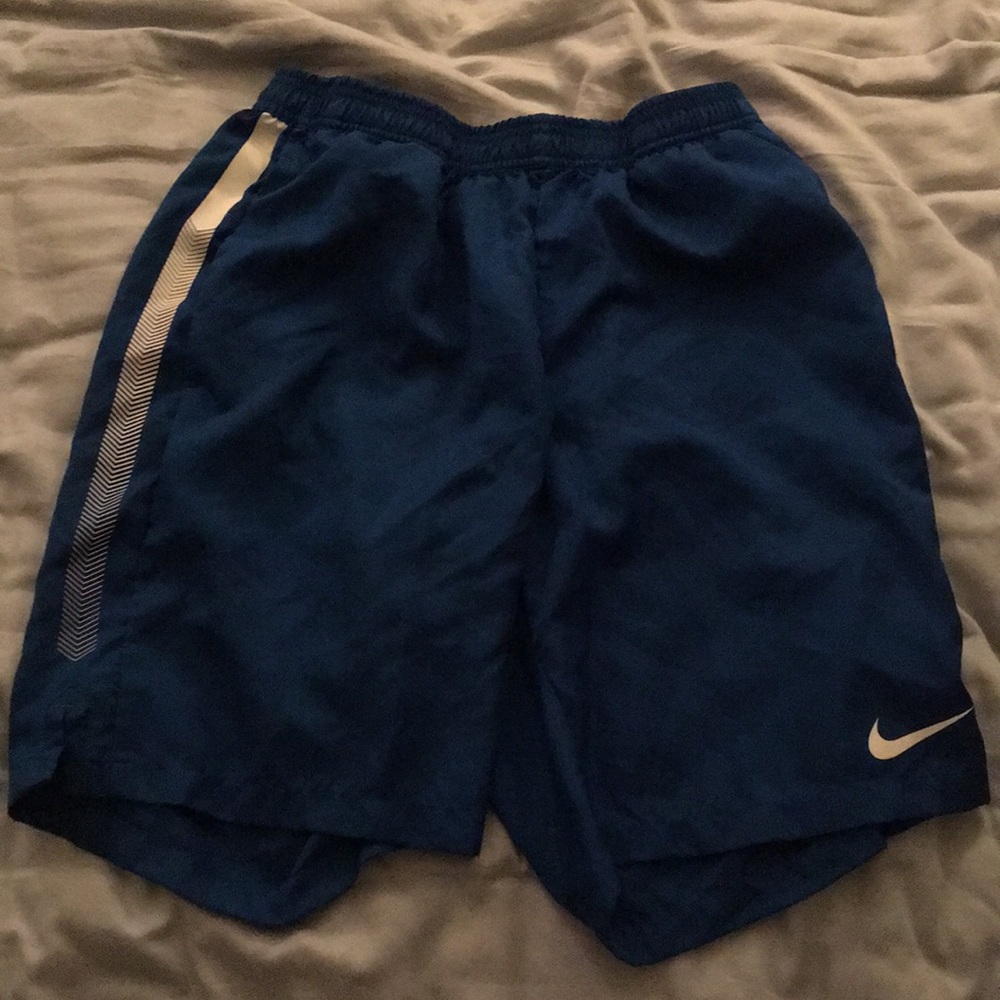 Men’s Blue and White Nike Dri-Fit Shorts (Medium)